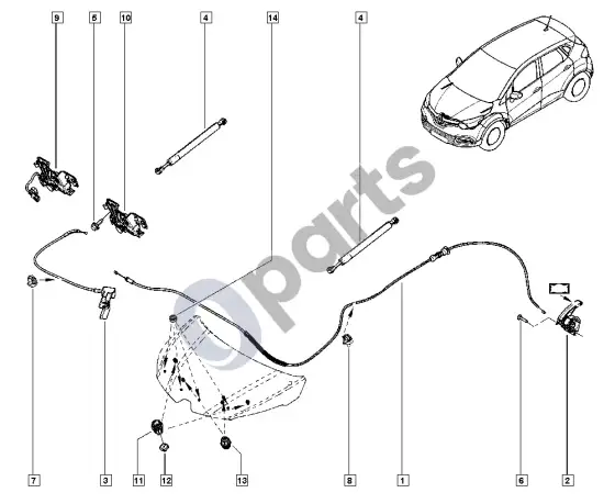Renault Captur visos spynos – schema