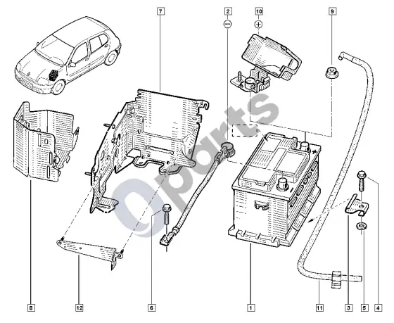 Renault Clio II akumuliatorius (K7M) – schema