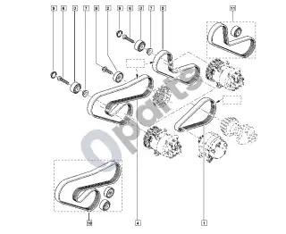 Renault Clio II (1998–2005) Diržo įtempiklis – schema