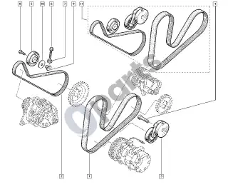 Renault Clio II (1998–2005) Diržo įtempiklis – schema
