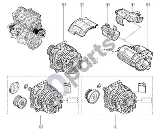 Renault Clio II (1998–2005) Generatorius – starteris – schema