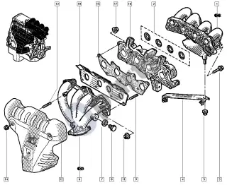 Renault Clio II (1998–2005) Kolektorius – schema