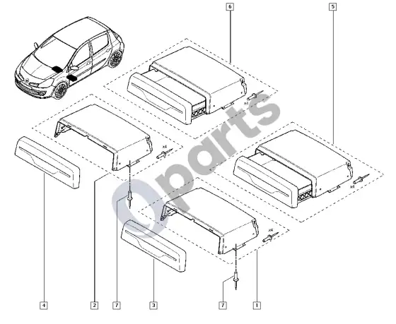 Renault Clio III daiktadėžė – schema