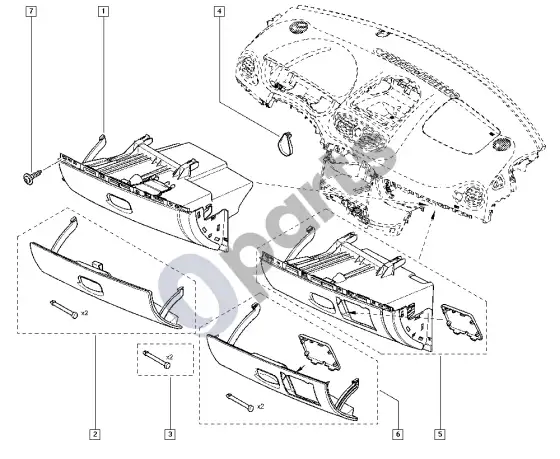 Renault Clio III daiktadėžė – schema