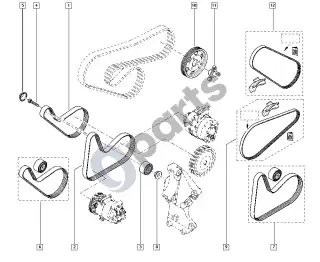 Renault Clio III (2005–2012) Diržo įtempiklis – schema