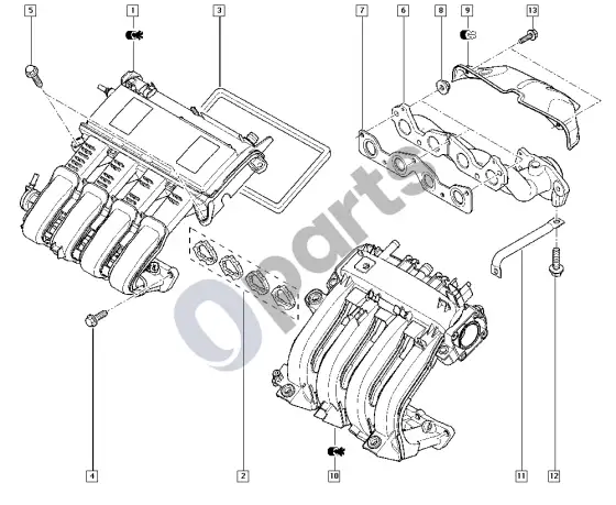 Renault Clio III kolektorius (D4F) – schema