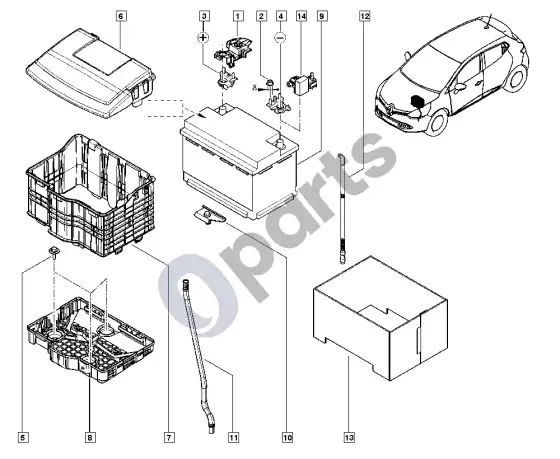 Renault Clio IV akumuliatorius – schema