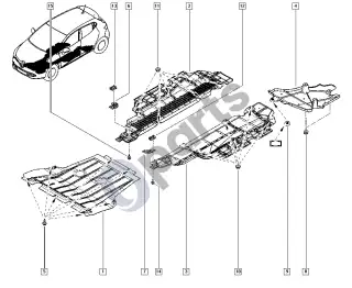 Renault Clio IV (2012–2019) Apsauginis dangtis – schema