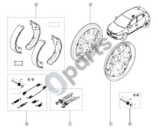 Renault Clio IV (2012–2019) Būgniniai stabdžiai – schema