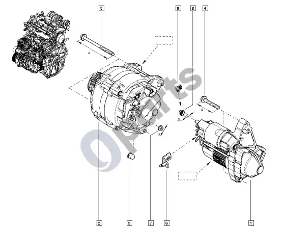 Renault Clio IV generatorius - starteris – schema