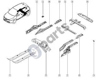 Renault Clio IV (2012–2019) Grindų plokštė – schema