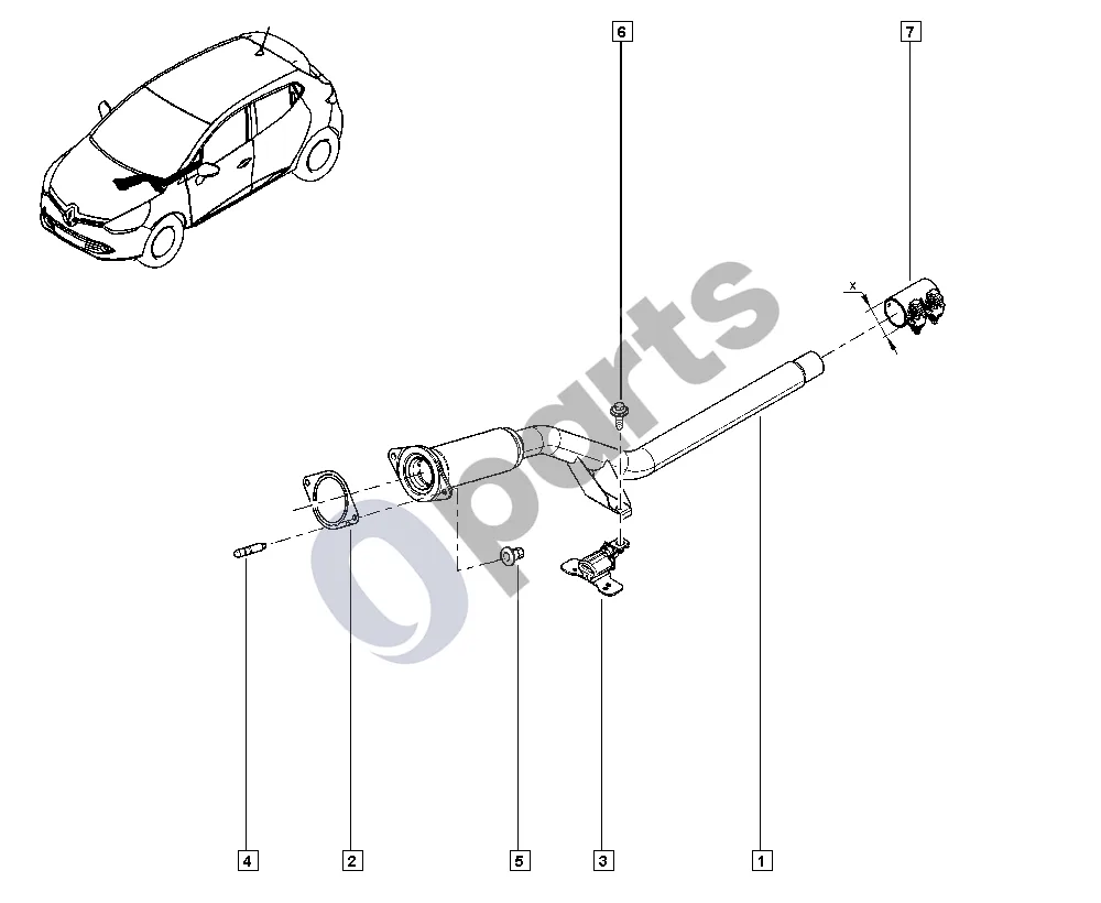 Renault Clio IV (2012–2019) Išmetimo sistema (H4B) schema – pozicija 2: Išmetimo sistemos sandariklis