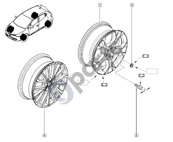 Renault Clio IV ratai – schema