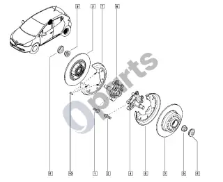 Renault Clio IV (2012–2019) Stebulės ašis - diskas – schema