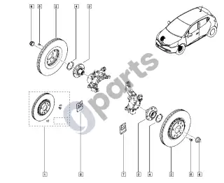 Renault Clio IV (2012–2019) Stebulės ašis - diskas – schema