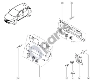 Renault Clio IV (2012–2019) Valstybinis numerio ženklas – schema