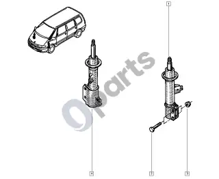 Renault Espace III (1997–2003) Amortizatorius – schema