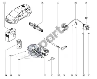 Renault Espace V (RFC) (2015–2023) Domkratas – schema