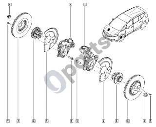 Renault Espace V (RFC) (2015–2023) Stebulės ašis - diskas – schema