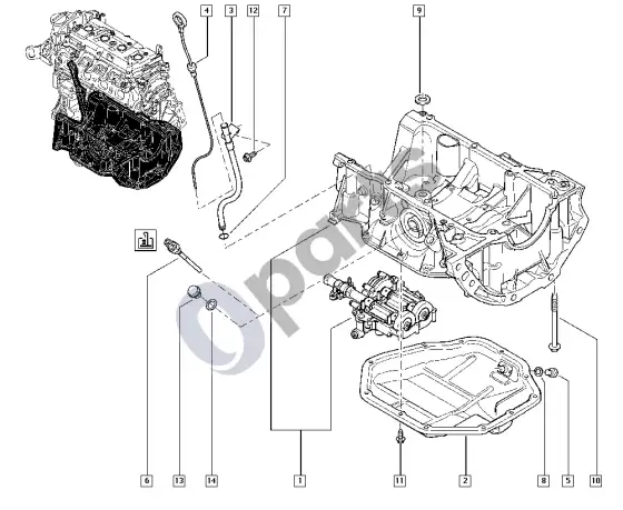 Renault Fluence alyvos karteris (M4R) – schema