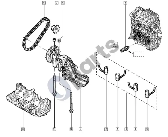 Renault Fluence alyvos siurblys (K4M) – schema