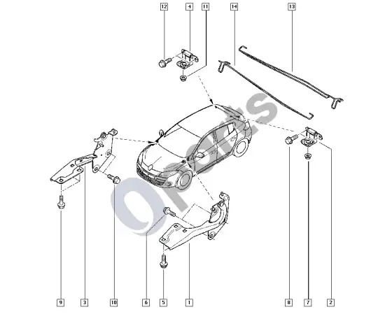 Renault Fluence durų vyriai (K4M) – schema