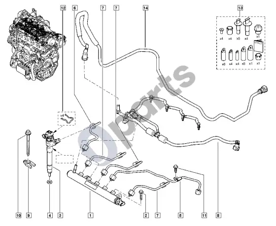 Renault Fluence įpurškiklis (R9M) – schema