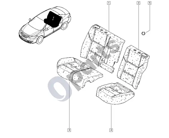 Renault Fluence sėdynės apmušalas (K4M) – schema