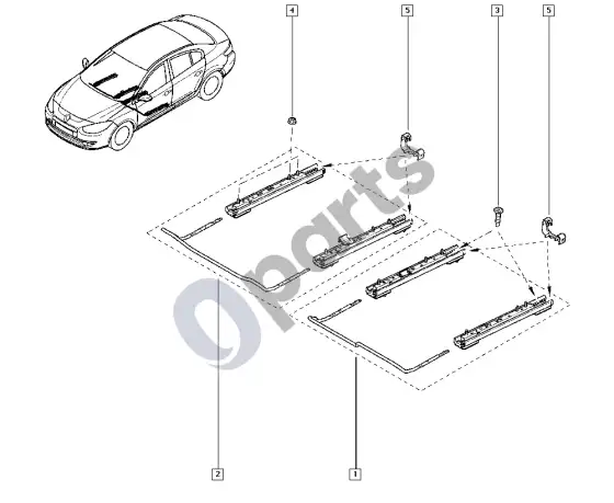 Renault Fluence sėdynės bėgelis – schema