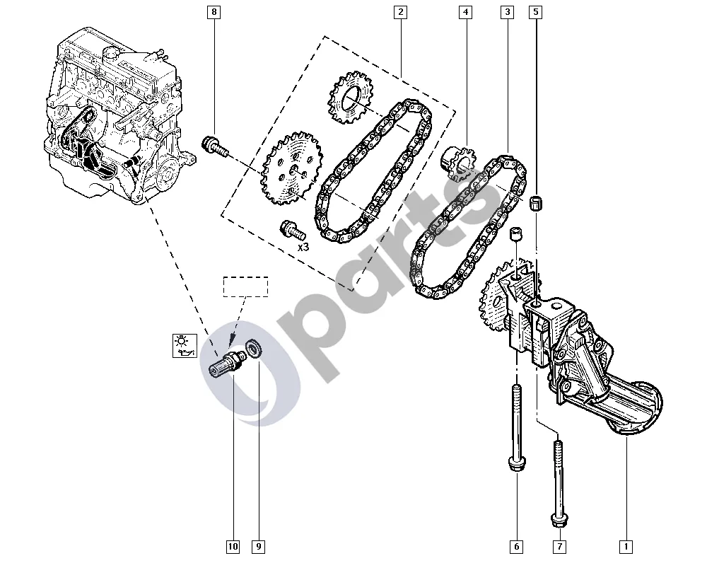 renault kangoo-i-2003 Alyvos siurblys (E7J) schema – pozicija 1: Alyvos siurblys