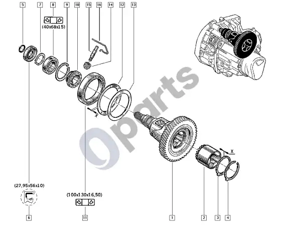 renault kangoo-i-2003 differential (D4F, D7D, D7F) – schema