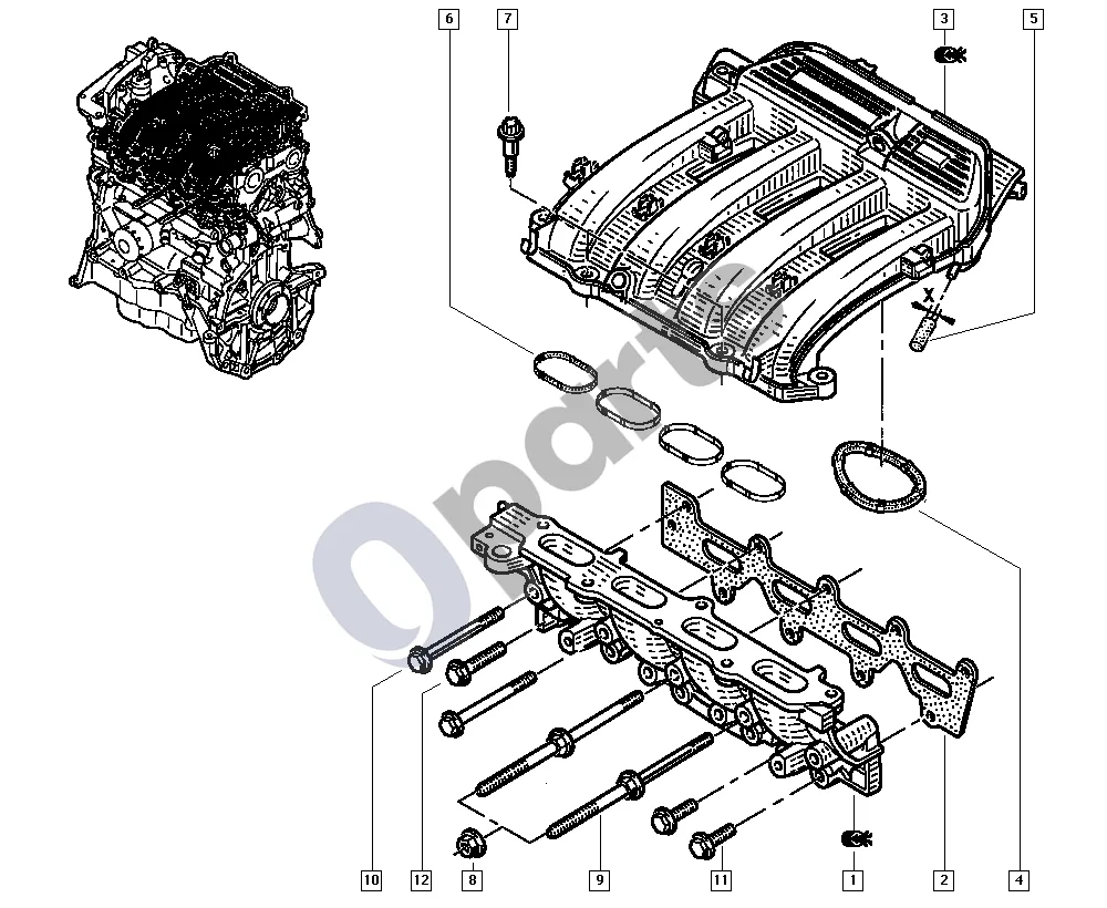 renault kangoo-i-2003 Kolektorius (K4M) schema – pozicija 6: Kolektoriaus sandariklis