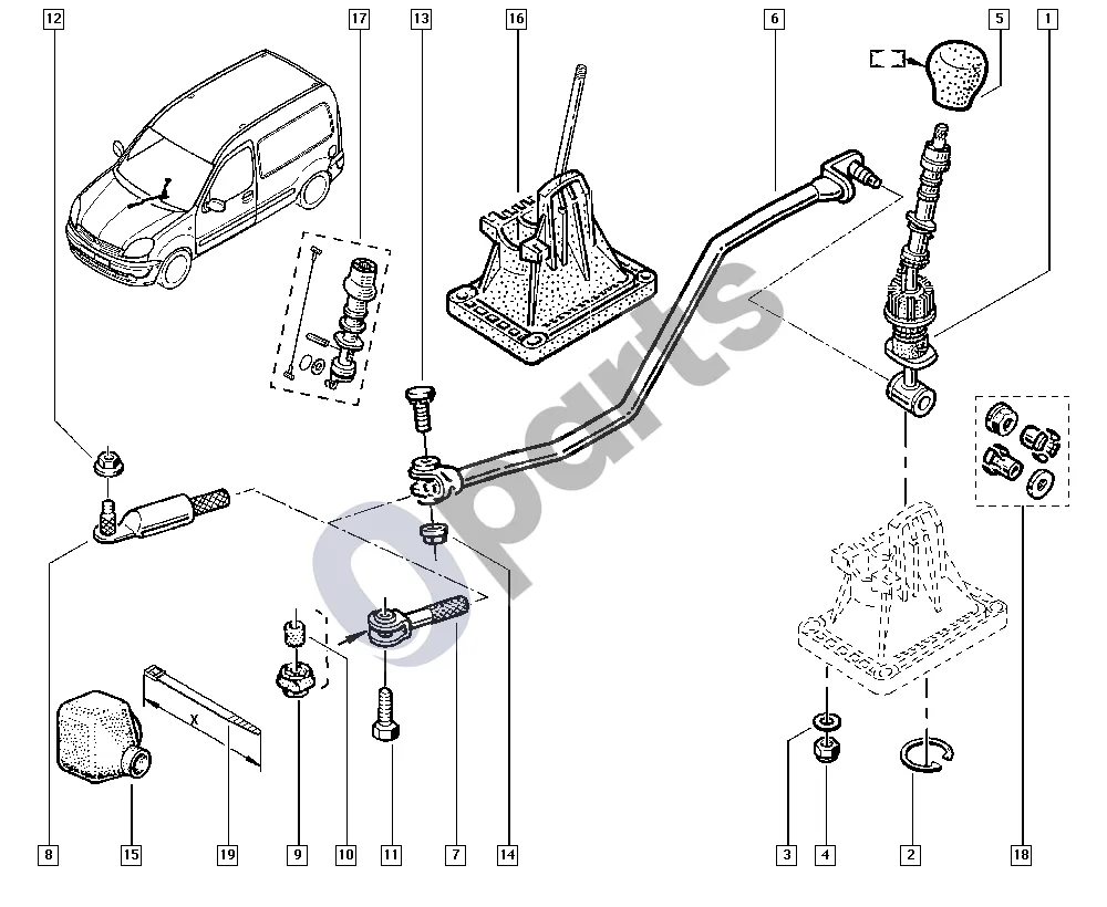 renault kangoo-i-2003 Mechaninės pavaros schema – pozicija 15: Pavarų traukės gaubtas