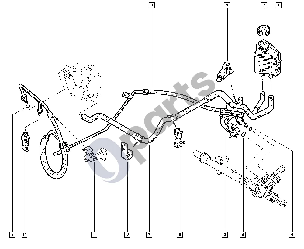 renault kangoo-i-2003 Vairo stiprintuvo siurblys schema – pozicija 4: Sandariklis 7,6x10,8x1,6