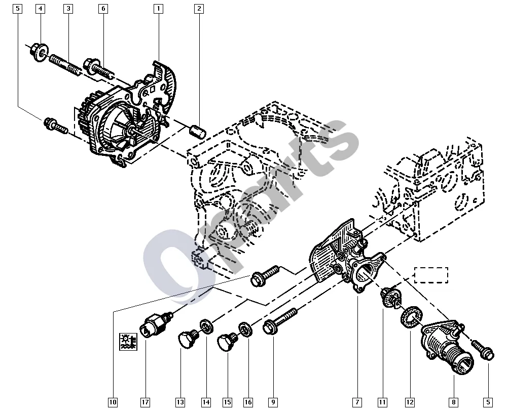 renault kangoo-i-2003 Vandens siurblys (E7J) schema – pozicija 8: Jungčių dėžės dangtis