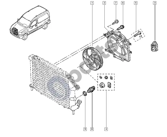 renault kangoo-i-2003 ventiliatorius – schema