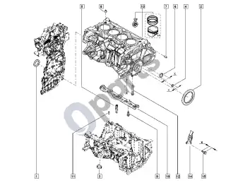 Renault Kangoo II (2008–2014) Cilindrų blokas – schema
