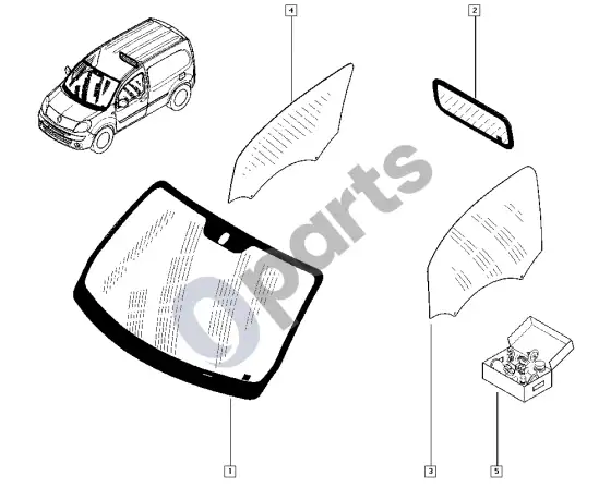 Renault Kangoo II langai – schema