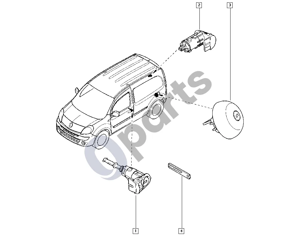 Renault Kangoo II (2008–2014) Spynos cilindras schema – pozicija 2: Spynos cilindras
