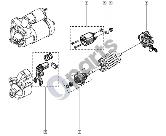 Renault Kangoo II starterio dalys – schema