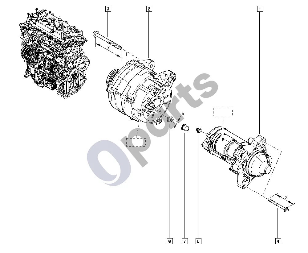 Renault Koleos II (2016–) Generatorius – starteris (M9R) schema – pozicija 2: Generatorius