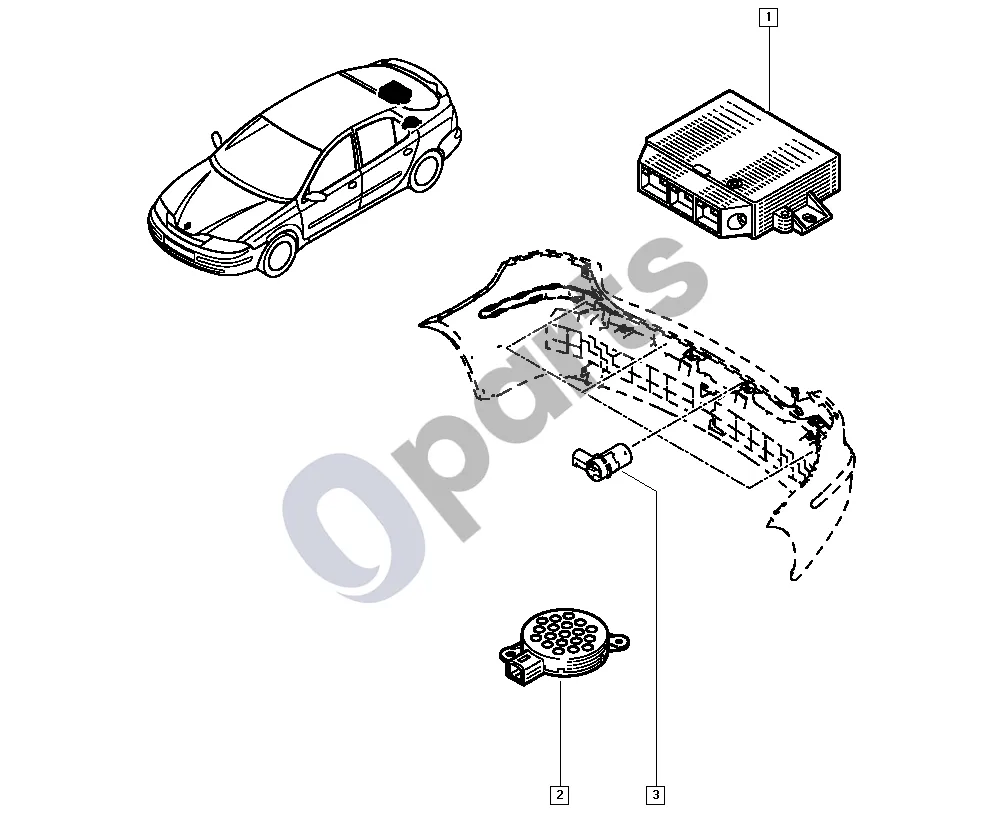 Renault Laguna II (2001–2007) Artumo radaras schema – pozicija 3: Artumo daviklis L2