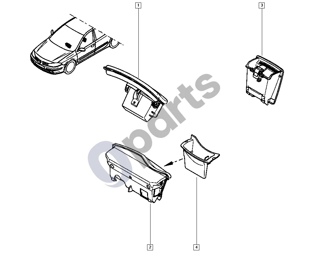 Renault Laguna II (2001–2007) Peleninė schema – pozicija 2: Peleninė