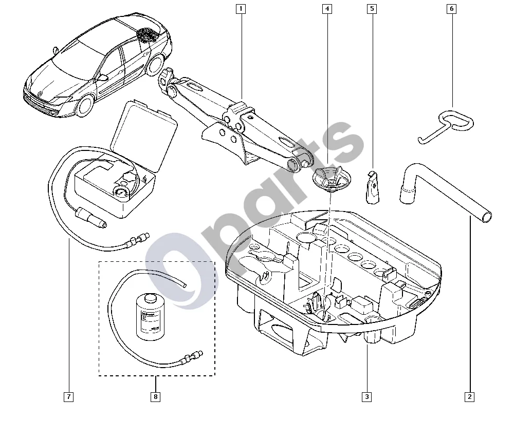 Renault Laguna III (2007–2015) Domkratas schema – pozicija 3: Domkrato rankenėlė