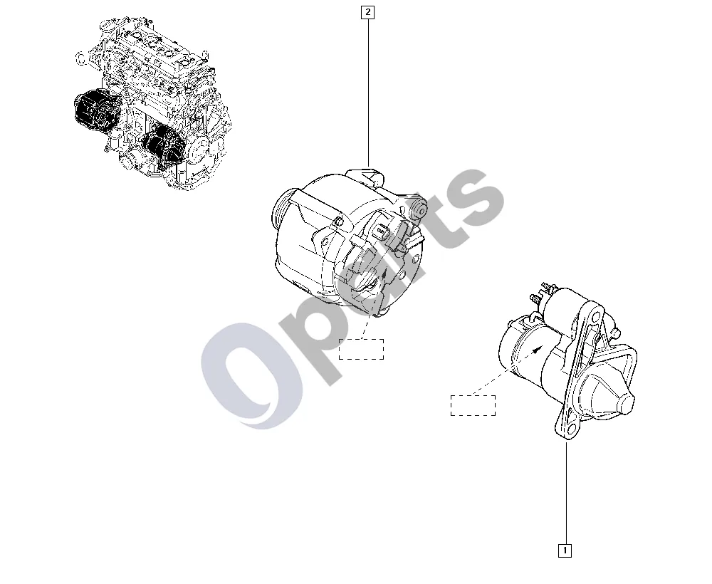 Renault Laguna III (2007–2015) Generatorius – starteris (M4R) schema – pozicija 2: Generatorius -150a