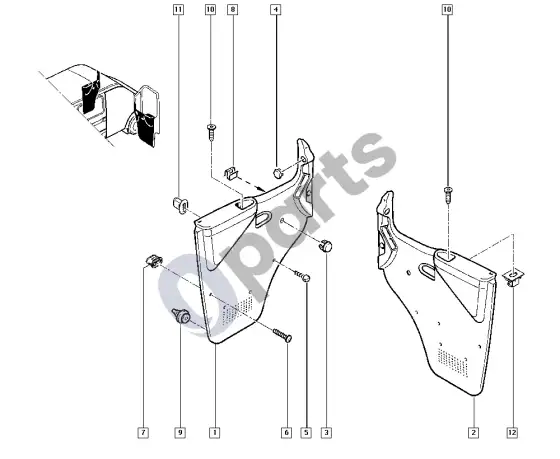 Renault Mascott durelių apdaila – schema