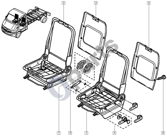 Renault Mascott sėdynės rėmas – schema