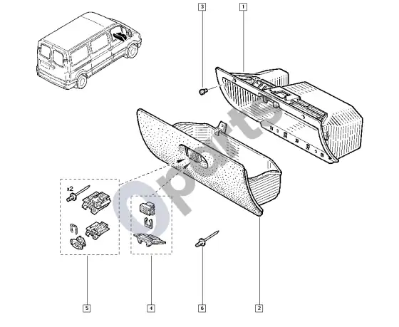 renault master-ii-2004 daiktadėžė – schema