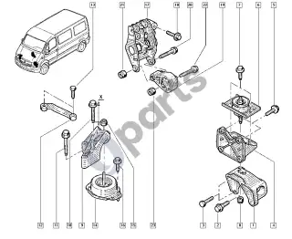 renault master-ii-2004 Engine mounting – schema