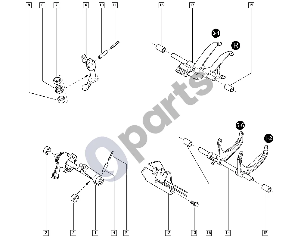 renault master-ii-2004 Gear selector fork (G9U) schema – pozicija 8: Distancinis elementas